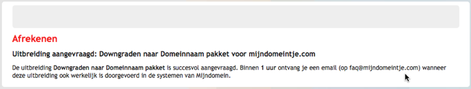 Icoon downgraden naar hosting pakket