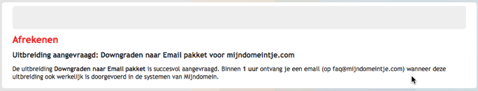 Icoon downgraden naar hosting pakket