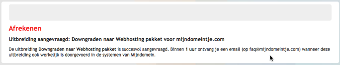 downgraden naar hosting pakket