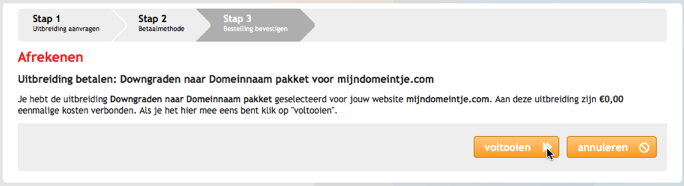 Icoon downgraden naar hosting pakket