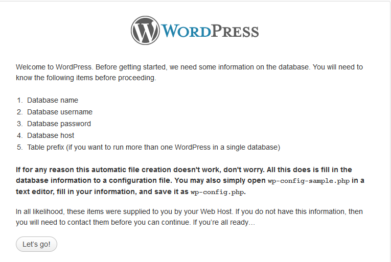 Stap 2 Wordpress Installatie Stap 2 Wordpress Installatie